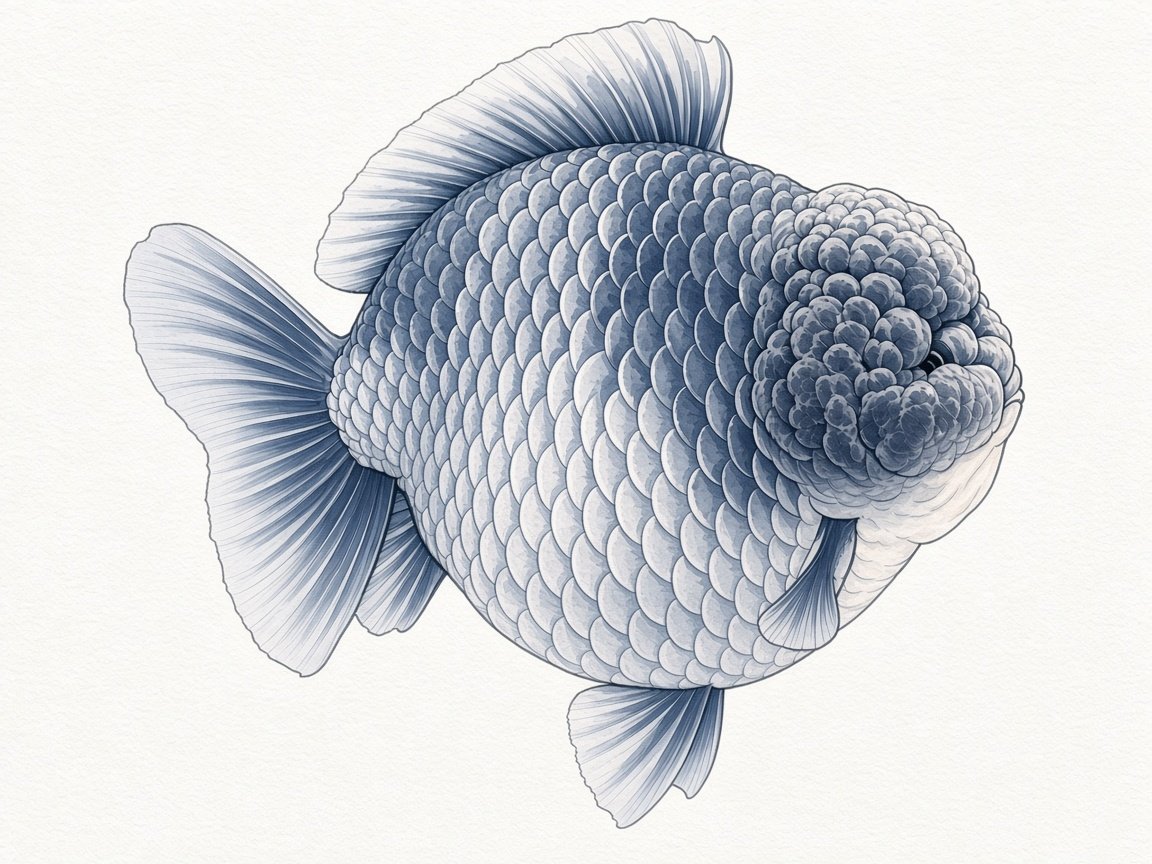 Blue oranda, side view