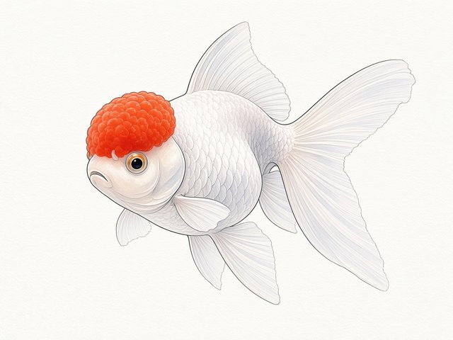 Red cap oranda, side view