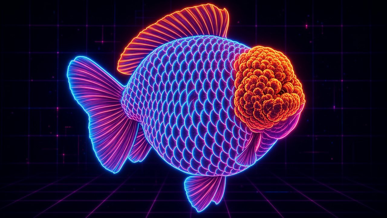 Neon side view oranda